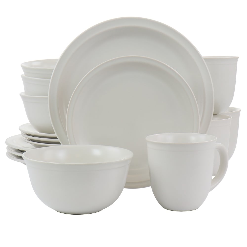 Siam Stoneware Dinnerware 16 Piece Set in White