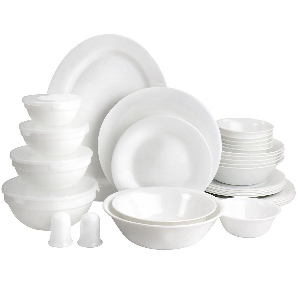 Tempered Opal Glass Combo Dinnerware Set in White - 36 Piece