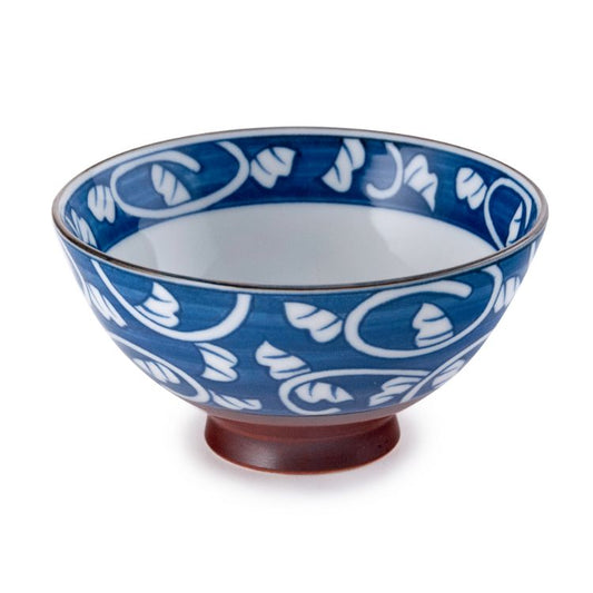 Rice Bowl Blue and White Leaf 4.5"