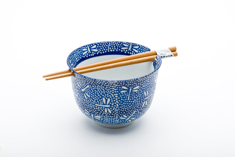 Noodle Bowl - Blue Dragonfly w/Chopsticks