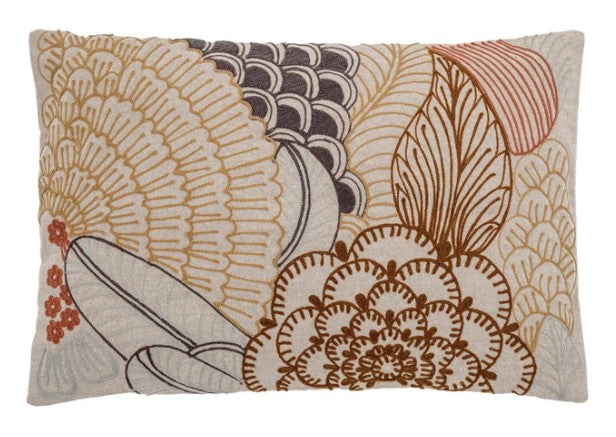 Pillow Lumbar Cotton Embroidered Floral