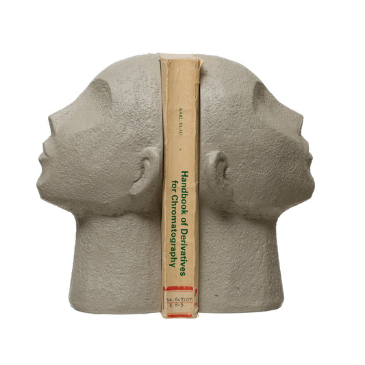 Bookend Resin Face Grey 2 Piece Set