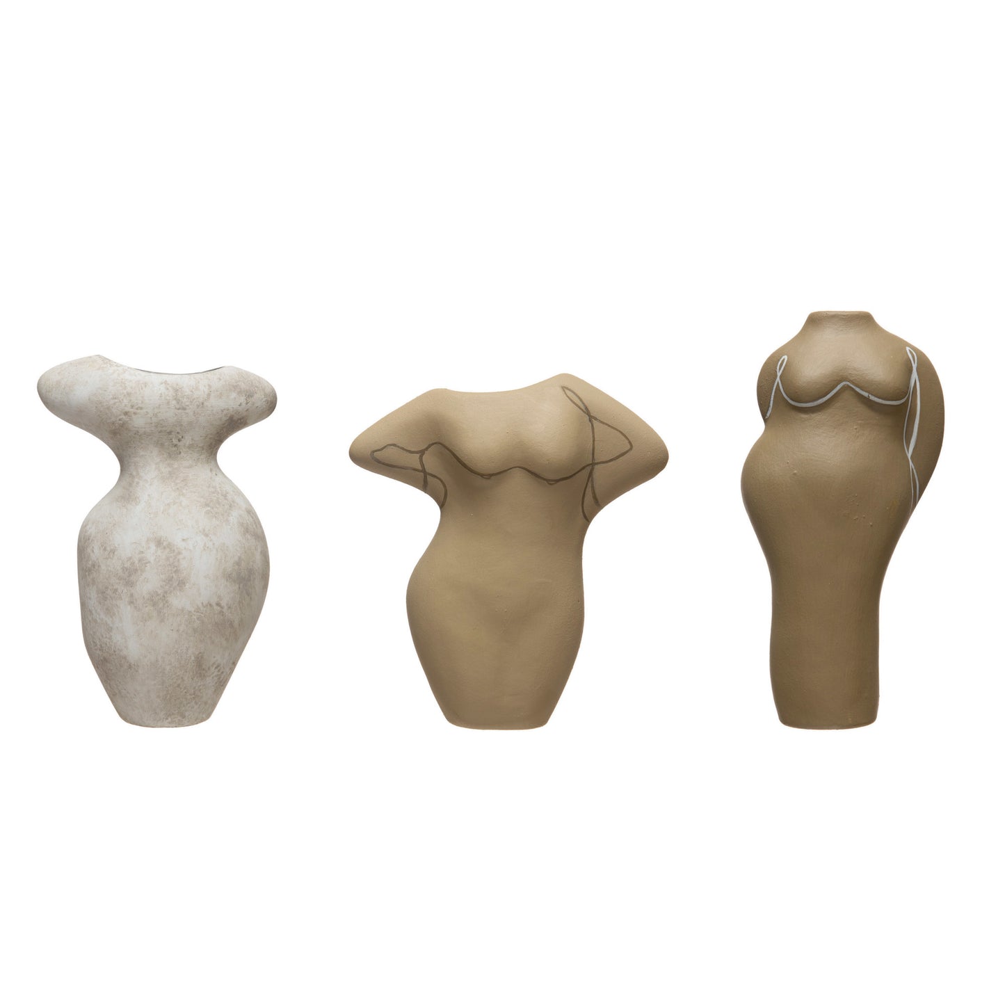 Vase - Terracotta Bodies 3 Colors Set of 3 - Sold Separately