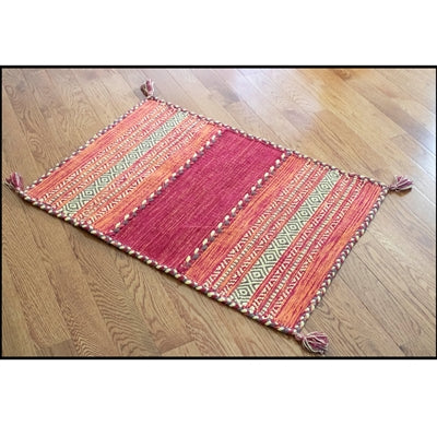 Rug Braided Tonal With Tassels Red 2'x3'