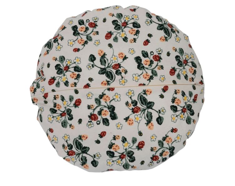 Pillow Round Strawberry Floral Pattern 16" Diameter