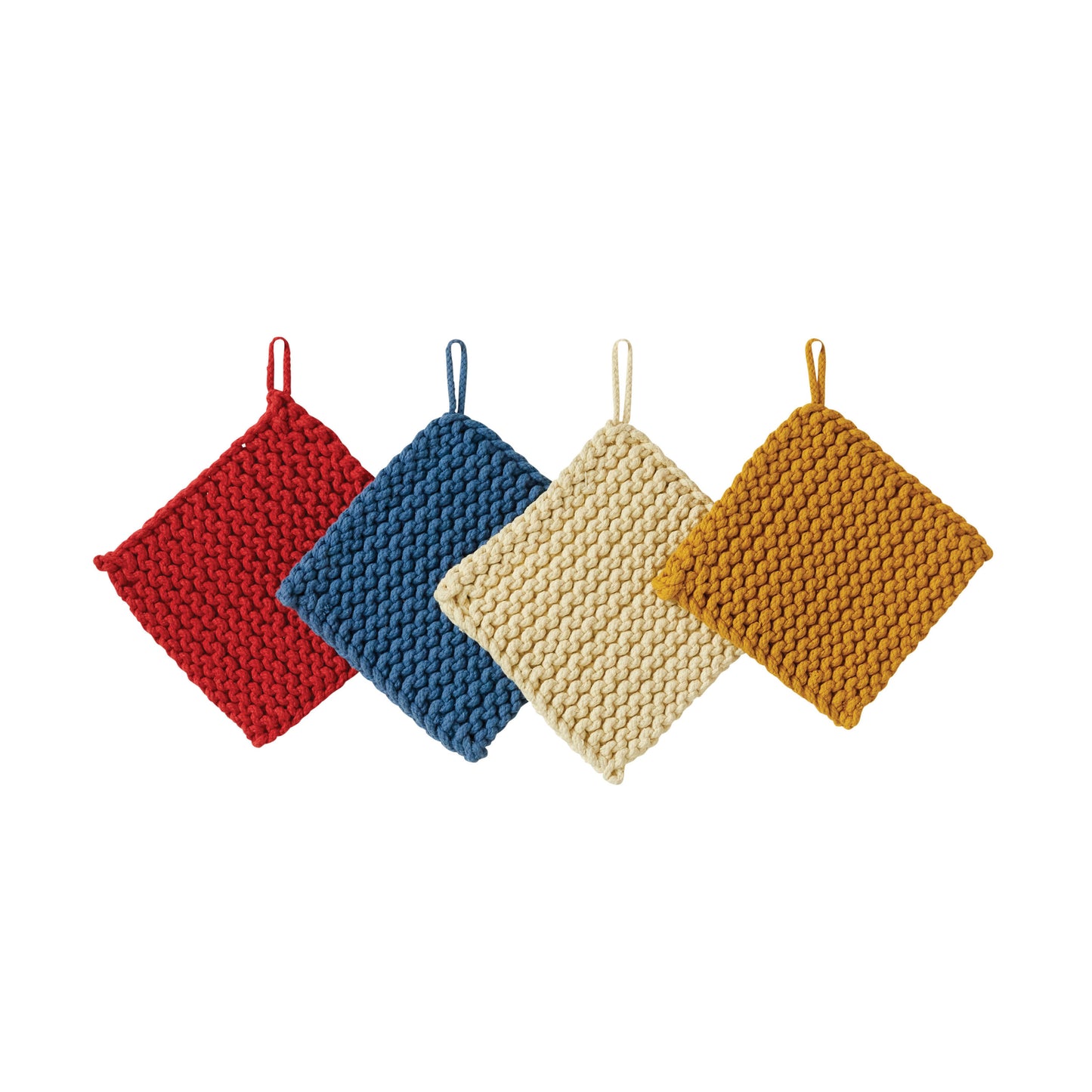 Square Cotton Crocheted Pot Holder Asst Primary Colors (Sold Individually)
