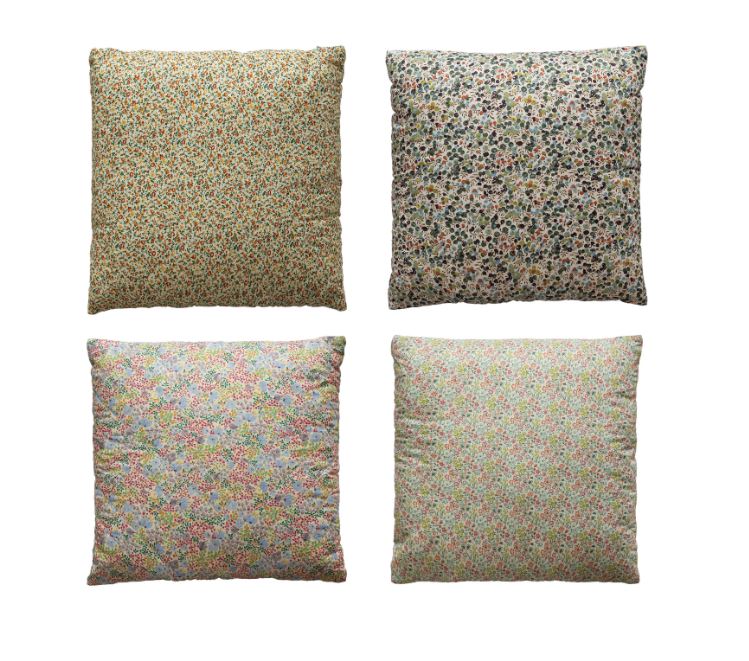 Pillow Cotton Printed Floral Pattern Square 18"