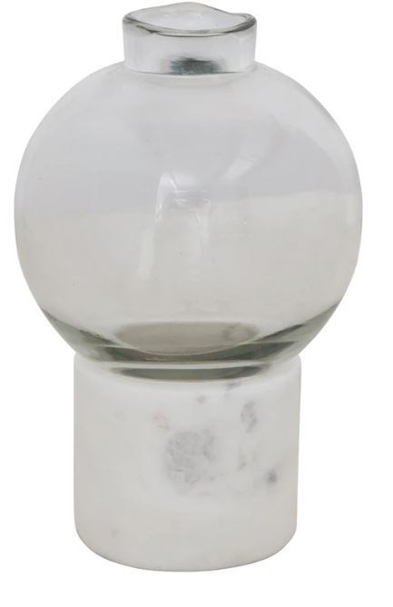 Vase Glass on Marble Stand 6" High