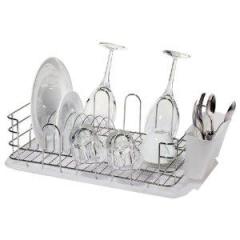 Dish Rack - 8 Plate Mirror Finish w/White Base