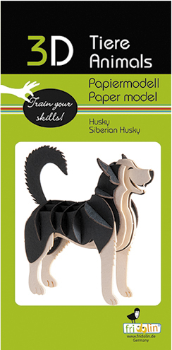 3D Paper Model Kit Dog Husky