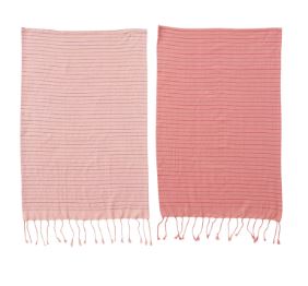 Turkish Cotton Tea Towel w/ Stripe & Fringe, 2 Colors