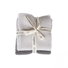 Dish Cloth - Square Cotton Knit Grey Set of 2