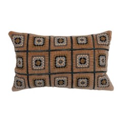 Lumbar Pillow Cotton Velvet Embroidered Multi Color