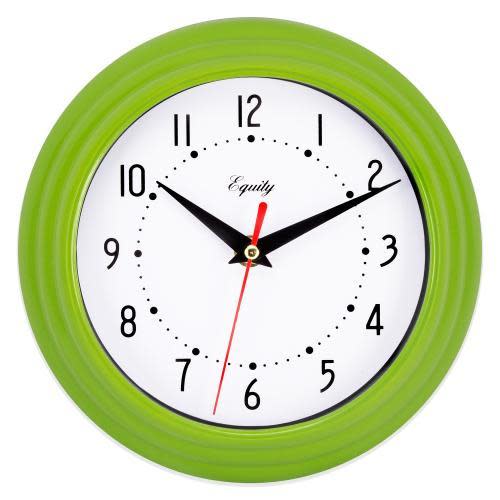 Wall Clock Analog Equity 8” Face-white Frame-green