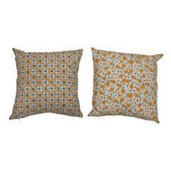 Throw Pillow Square Cotton Kantha Stitch 18" Multi Color 2 Styles