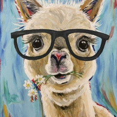 Tin Sign - Alpaca w/ Glasses