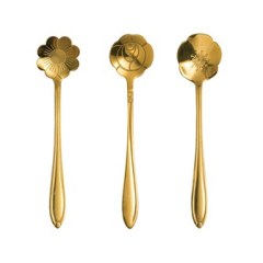 Spoon - Flower Shaped Stainless Steel 5" Gold Finish Single