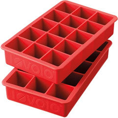 Ice Cube Tray - Silicone 15-Pocket Pack of 2 Red