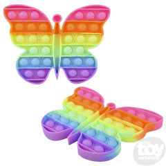 Bubble Popper Butterfly Neon Multicolor 6.5in (Sold Individually)