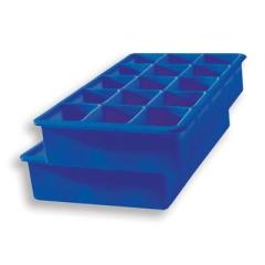 Ice Cube Tray - Silicone 15-Pocket Pack of 2 Blue