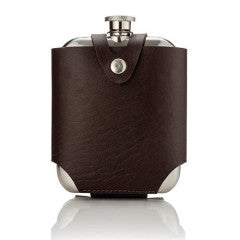 Travel Hip Flask - Stainless Steel & Faux-leather Travel Case Admiral