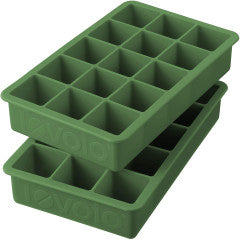 Ice Cube Tray - Silicone 15-Pocket Pack of 2 Green