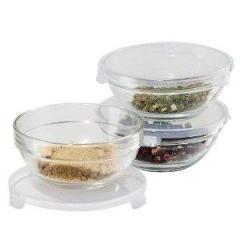 Pinch Bowl - Glass With Snap-lids 3 Piece Set