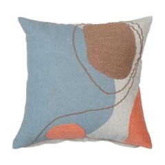 Throw Pillow Square Cotton Printed w/Embroidery 16" Multi Color