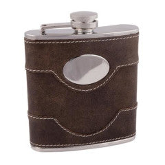 Flask - Stainless Steel & Faux-leather Wrap Bootlegger