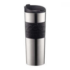 Travel Mug Vacuum Thermal Stainless Steel Silicone-grip Black