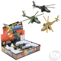 Diecast Pull Back Helicopter Apache 8" (Sold Individually)