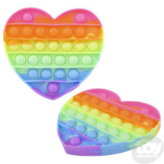 Bubble Popper Heart Multicolor Neon 5.33in (Sold Individually)